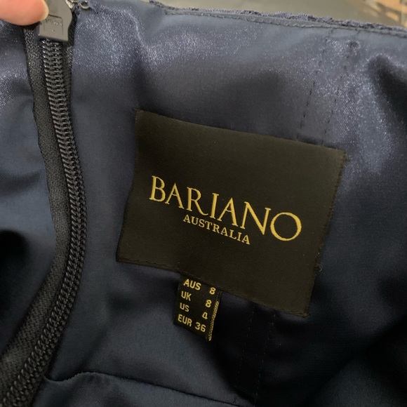 BARIANO Dark Blue Lace Evening Gown Dress Maxi Full Length 4 US Small - Picture 4 of 8